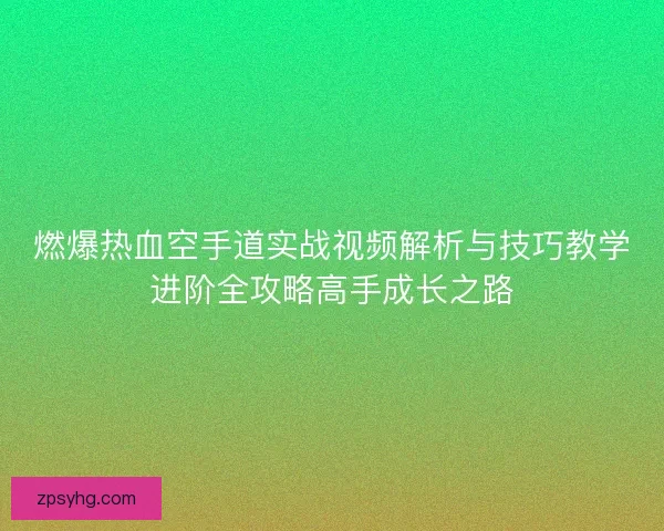燃爆热血空手道实战视频解析与技巧教学进阶全攻略高手成长之路